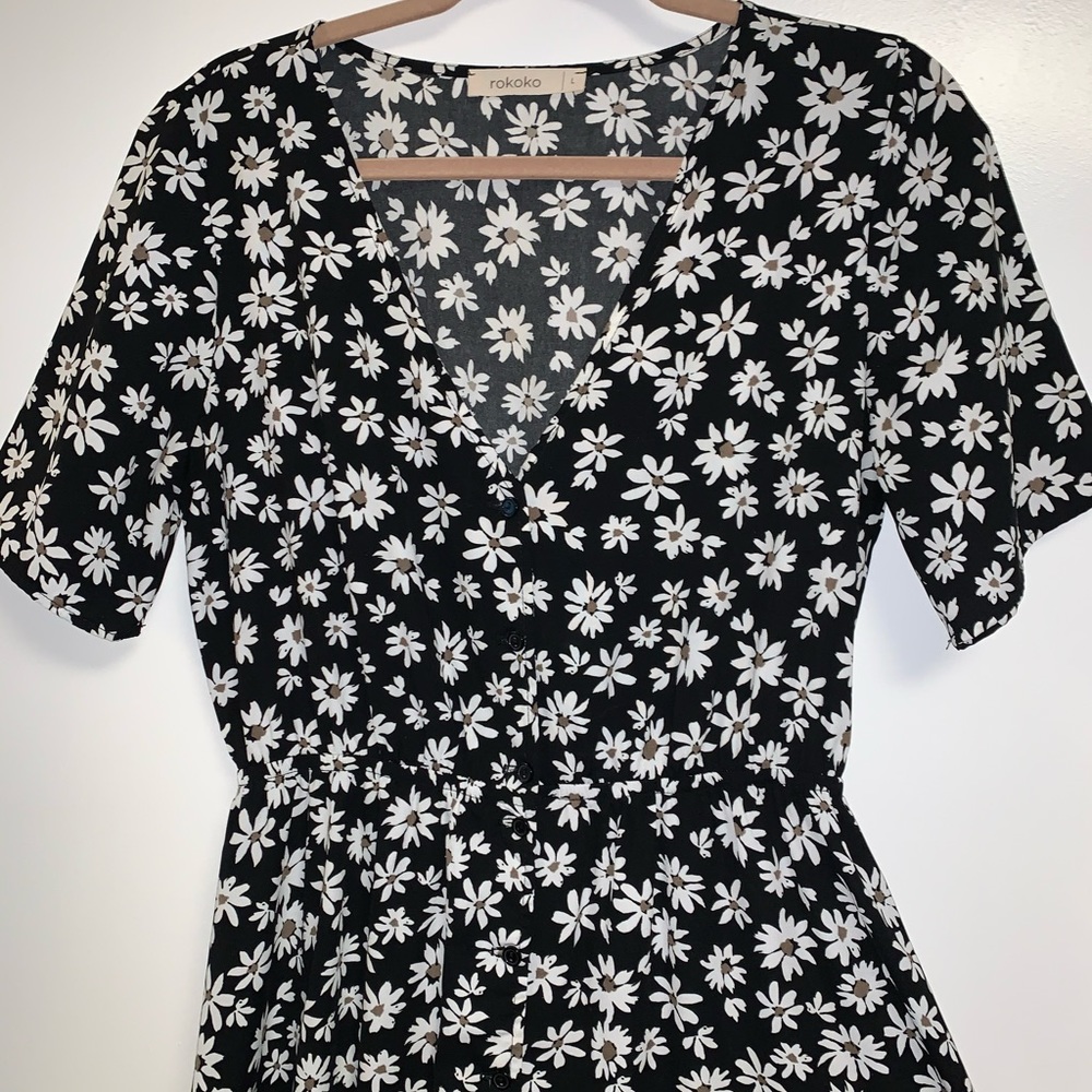 Tall Black Daisy Maxi Dress size L - Picture 4 of 4